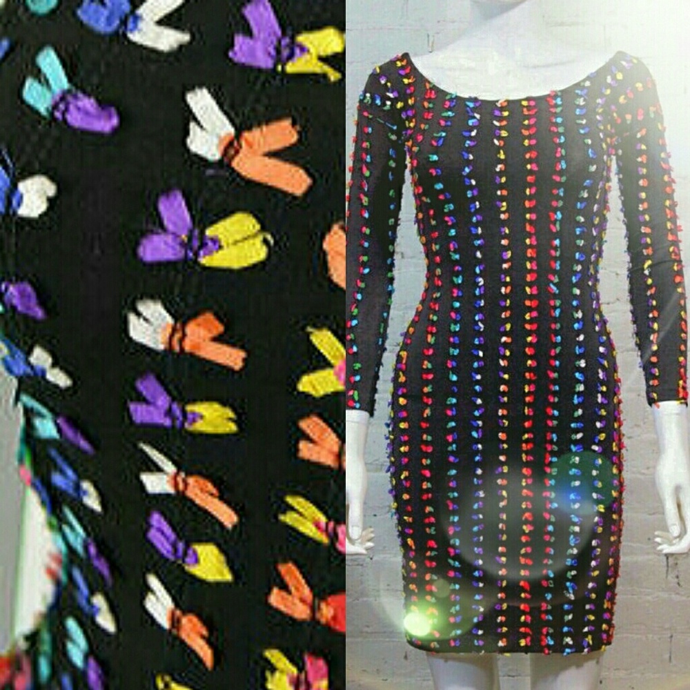 punk label Betsey Johnson bow bodycon dress